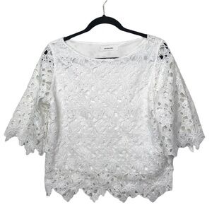 Mayson Grey White Lace Embroidered Blouse Oversized Size 2